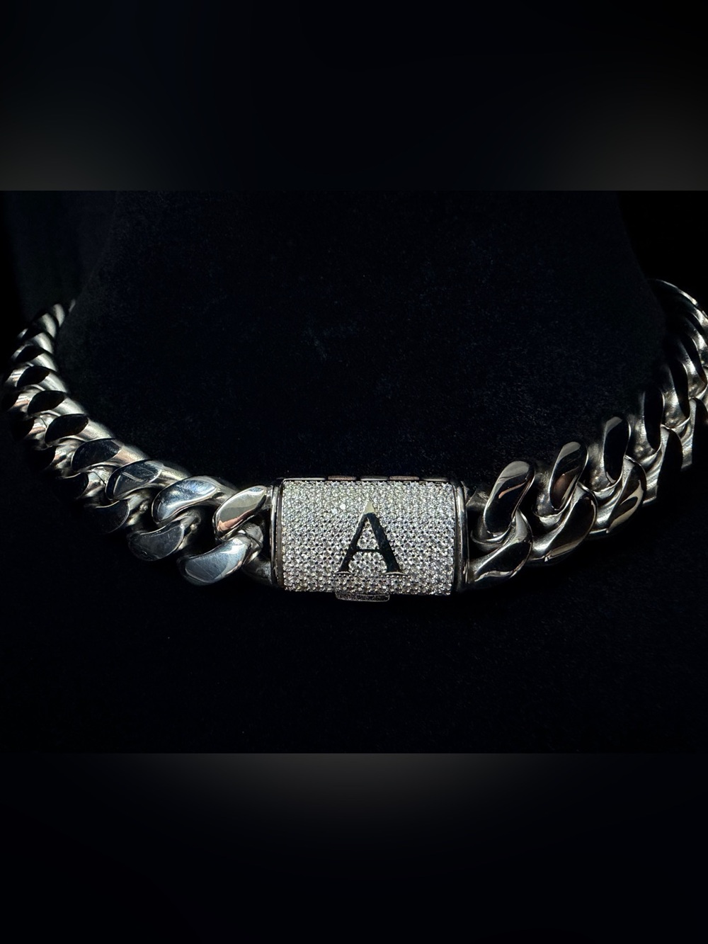 Cuban Monaco Link “A” Iced Box Lock 23in 14MM Rhodium plated 178g Brand New